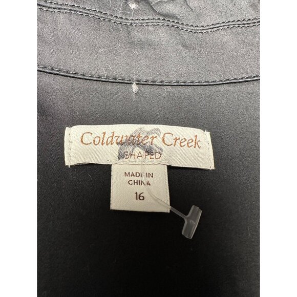 Coldwater Creek Black Blazer Jacket Size 16 Stretch Boho Whimsigoth Cottage - Picture 3 of 9